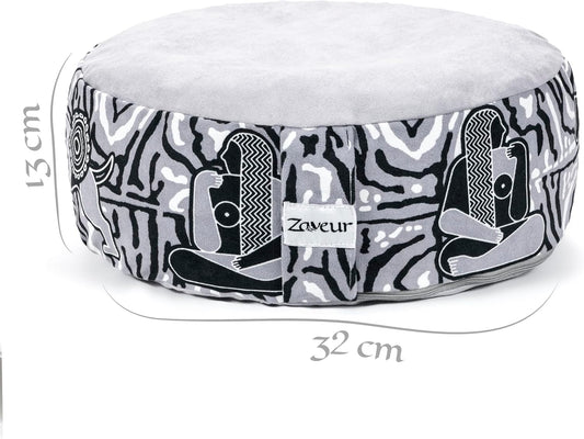Zaveur Royal Court Zafu Meditation Cushion - 18" Round Yoga Bolster Pillow with 100% Cotton Filling and Canvas Cover - Premium Floor Pillow for Meditation - Yoga Cushion for Sitting on Floor - Gray