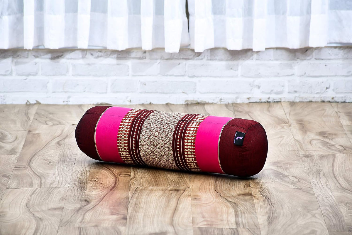Small Yoga Bolster – Shape-Retaining Cervical Neck Roll, Tube Pillow for Comfortable Reading, Kapok Filling, 22 x 6 x 6 inches
