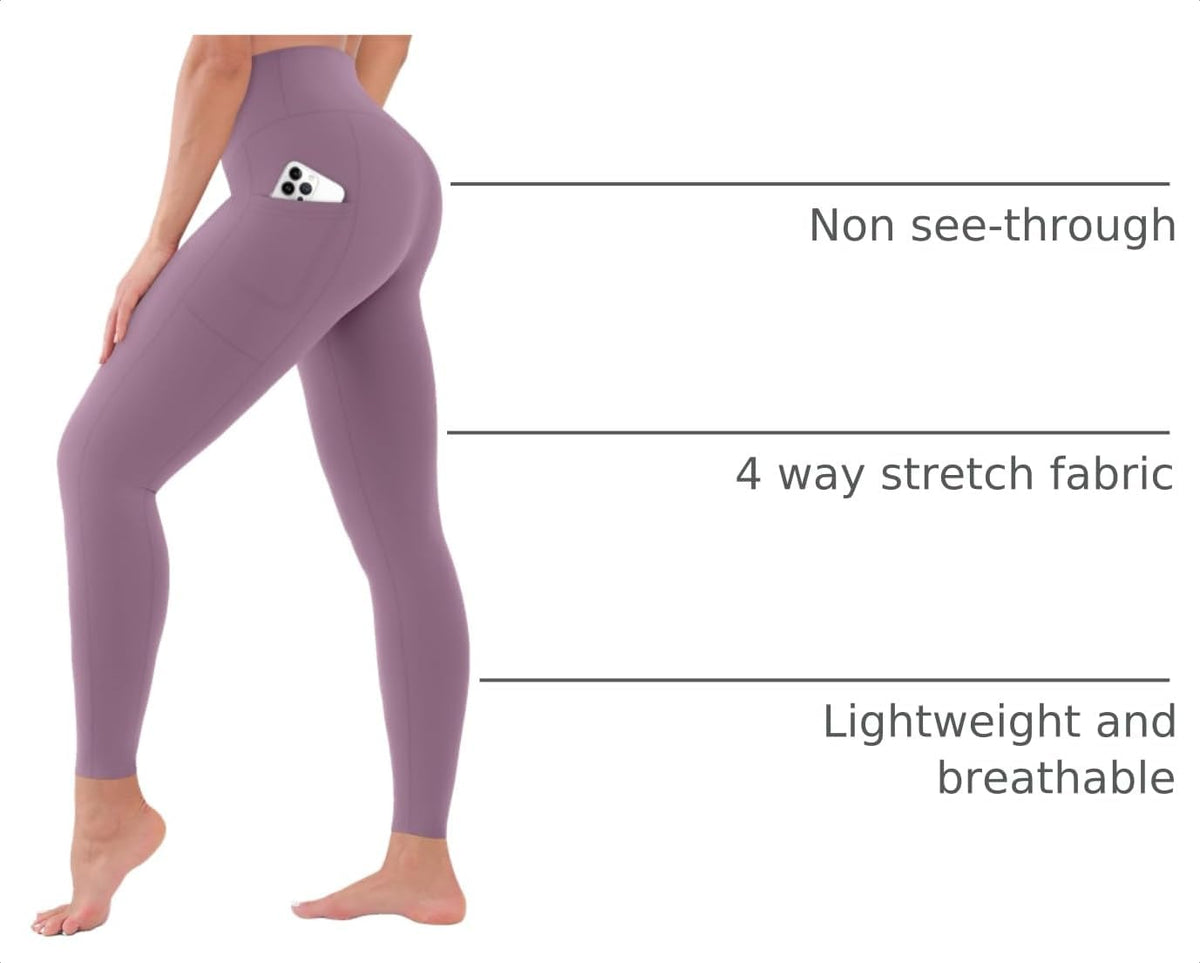 High Waist Leggings for Women - Opaque, Soft Tummy Control Athletic Pants for Yoga, Running, Workout and Gym