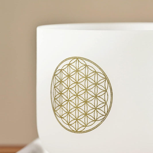 528HZ C Note 8 Inch Flower Of Life Crystal Singing Bowl