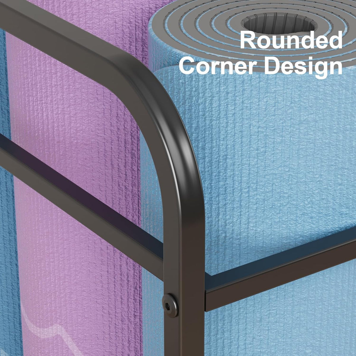 Yoga Mat Storage Rack Holder with Wheels, Home Gym Workout Equipment Exercise Mat Storage Cart, Exercise & Fitness Organizer for Dumbbell, Kettlebells, Yoga Blocks, Foam Roller Black
