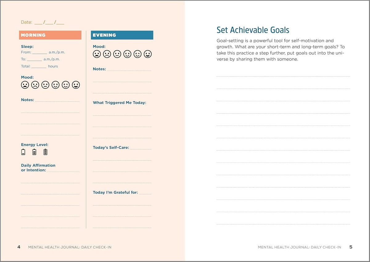 Mental Health Journal: Daily Check-In: 70 Days of Reflection Space to Track Your Moods, Intentions, and Well-Being