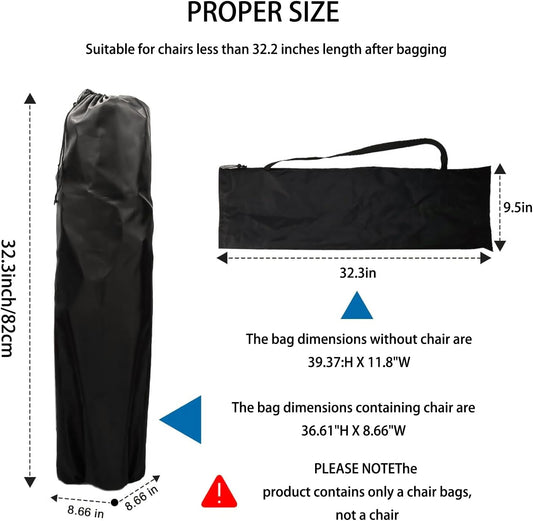 2PCS Black Long Drawstring Oxford Polyester Organiser Bag 32x9.5inch Camping Chair Replacement Travel Tent Storage Carrying Sports Gear Large Bag