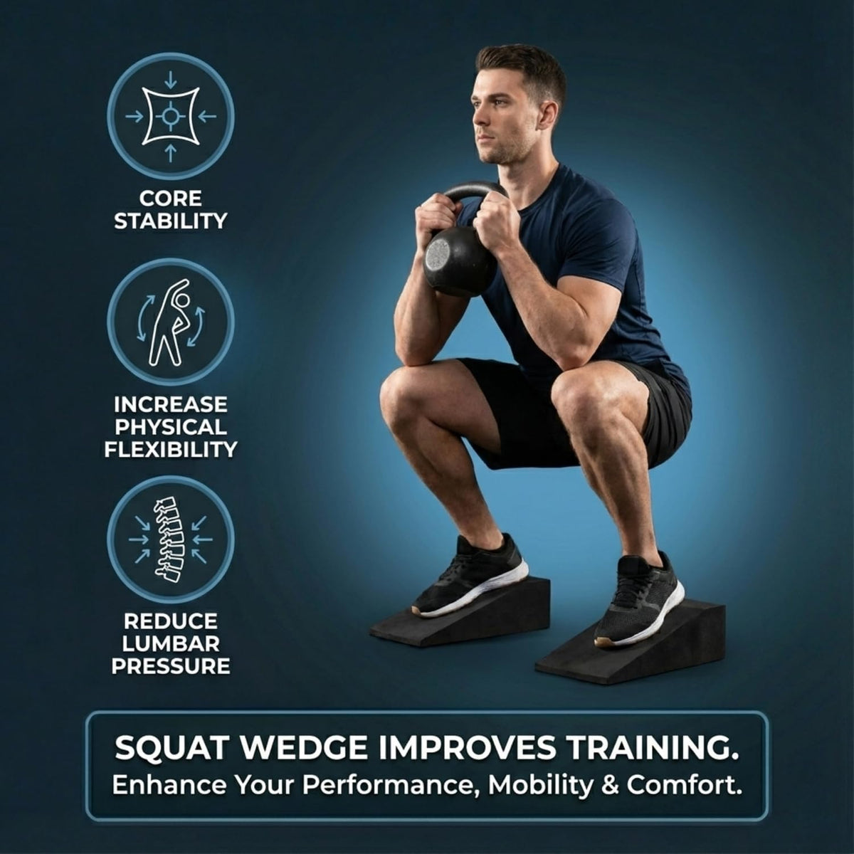 Squat Wedge Blocks for Heels Elevated Squats – Slant Board for Ankle Mobility, Calf Stretching, Deep Squat Support – Weightlifting & Physical Therapy