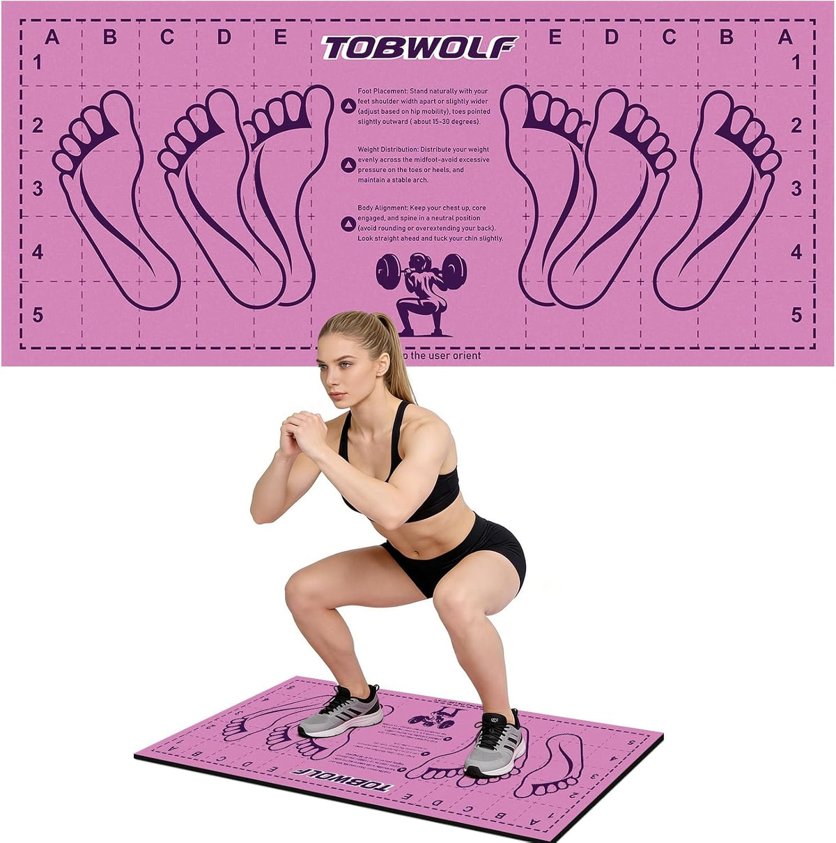 Non-Slip Squat Mat with Foot Position, Pro-Grade Exercise Mat