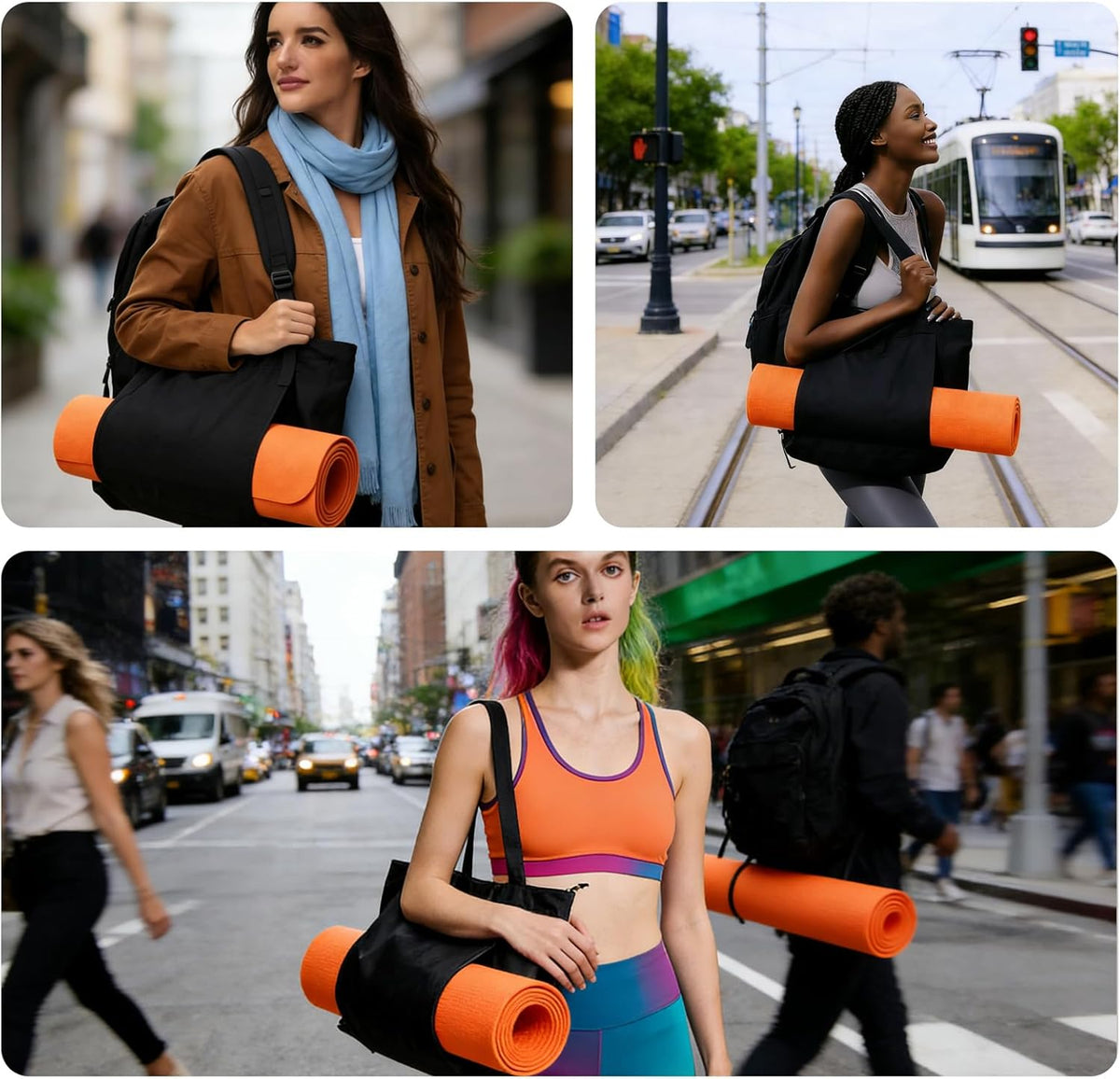 Yoga Mat Bag Carrier, Gym Bag with Yoga Mat Holder for Women Men, Waterproof Wet Pocket & Hook-and-loop Tote Bag for Yoga Gym Quick Access Storage