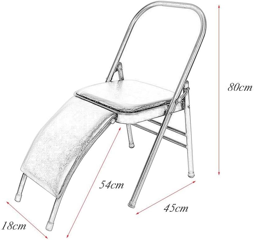 Pilates Yoga Chair,Metal Folding Chair, Removable Seat Cushion,Yoga Assist Chair with Back Support,Portable Inversion Chair,Backless Yoga Chair,Black