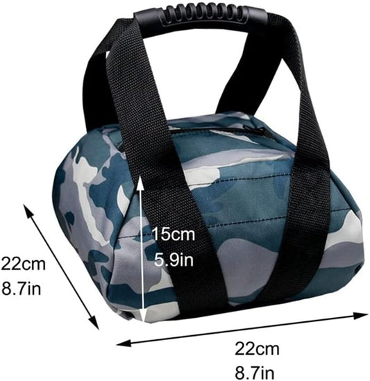 Camouflage Weightlifting Training Sandbag Kettlebell Sandbag, Adjustable Canvas Soft Sand Bag with Handles, Weightlifting Dumbbell for Home Training Fitness Yoga Workout