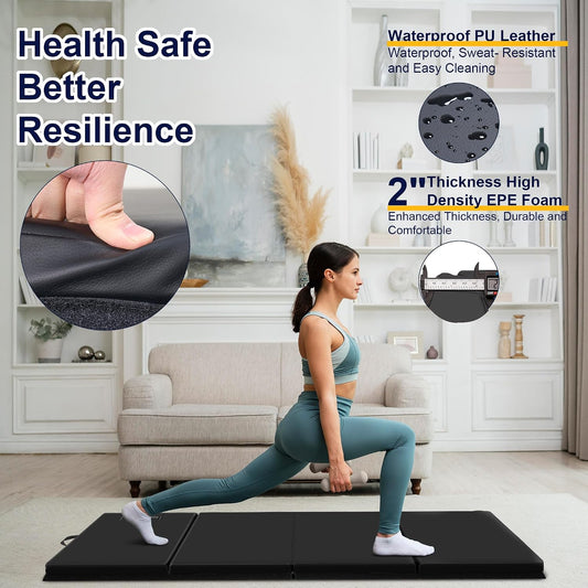 3'x6'x2 Thick Folding Gymnastics Exercise Mat Aerobics Stretching Yoga Mats
