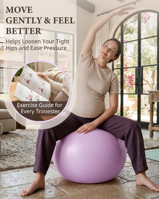 Pregnancy Ball for Daily Comfort & Labor, Exercise Guide Included