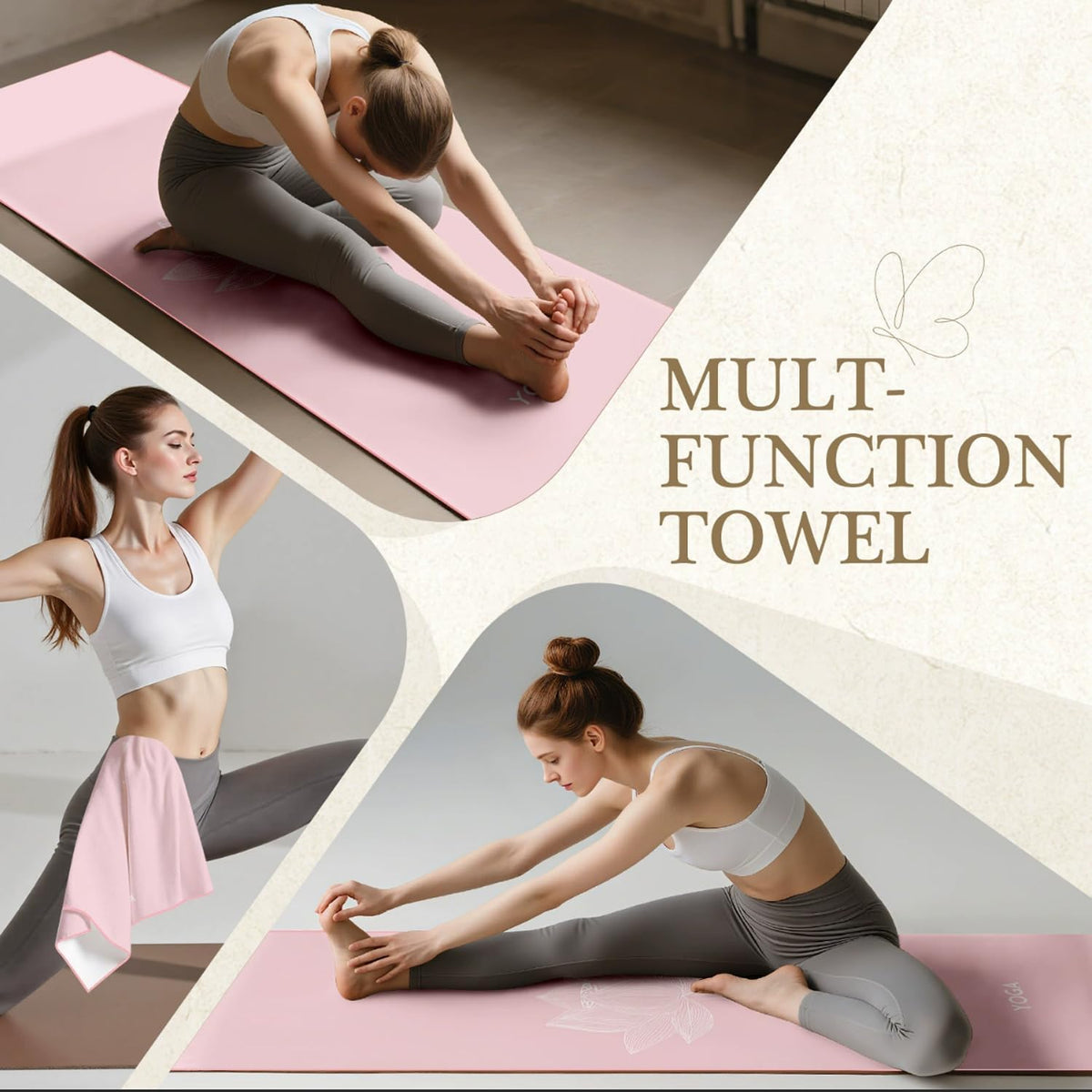 Yoga Towel with Corner Pockets Non Slip Hot Yoga Towel 24" x72" for Hot Yoga, Pilates Fitness,Sweat,Bikram,Workout,Non Slip Sweat Absorbent Hot Yoga Towels (Gradient Blue)