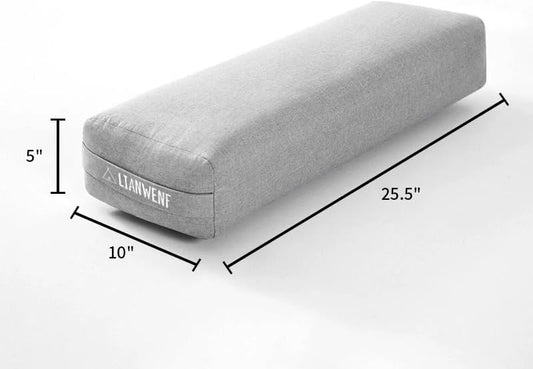 Yoga Bolster Pillow for Restorative & Yin Yoga - Meditation Pillow with Velvet Cover - Rectangular