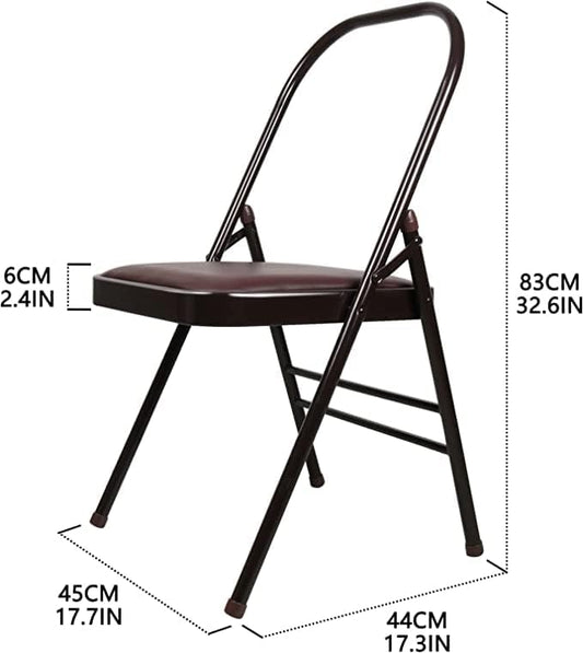 Yoga Auxiliary Chair Portable Folding Yoga Chair with Non-Slip Feet Covers for Flexibility and Strength Training with Resistance Belt