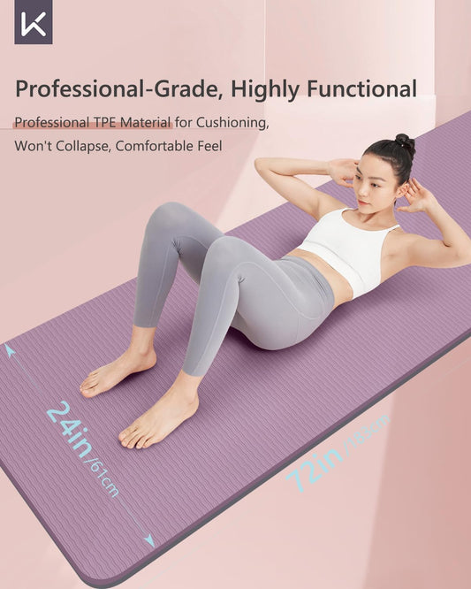 72" x 24" Yoga Mat, 7mm Thick Non Slip TPE Mat