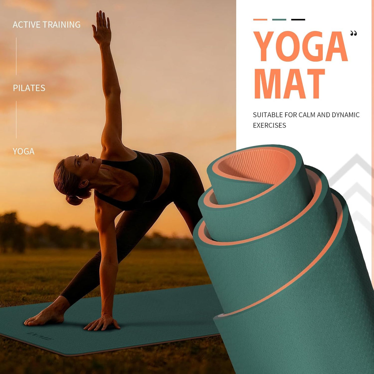 Thick Yoga Mat 72"x24"x0.4" | Non-slip & anti-tear TPE, lightweight with carrying strap, beginner-friendly for women & men, yoga/pilates/floor workout