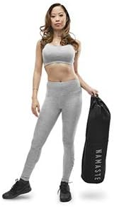 Namaste Large Yoga Mat Bag - Fits Exercise Mats, Drawstring Carrier for Men Women, Long Breathable Canvas Sling, Deep Front Pocket Zipper, Secret Storage, Adjustable Shoulder Strap
