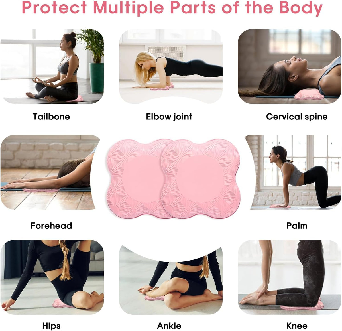 2 Pack Yoga Knee Pads Mat Set - Extra Thick Foam Kneeling Pad Cushion for Knees, Elbows, Wrists, Head - Yoga Essentials for Women Men, Non-Slip Pilates, Meditation, Floor Workouts