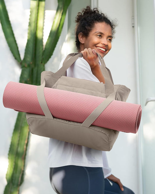 Tote Bag for Women with Zipper and Yoga Mat Straps
