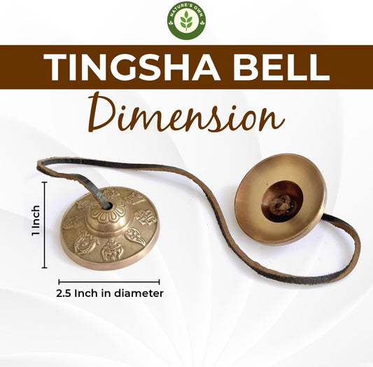 Tibetan Tingsha Bells Cymbals Meditation Chime Bells, 6.3 cm Percussion Instrument, with Cloth Bag, Embossed 8 Lucky Symbols, Ideal for Yoga, Mindfulness, Spiritual Healing, and Sound Therapy