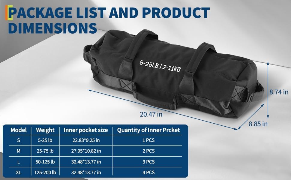 Adjustable Heavy-Duty Sandbag Set for Strength Training & Yoga – Durable Multi-Handle Fitness Equipment – Versatile Full-Body Workout – Includes Unfilled Inner Bag