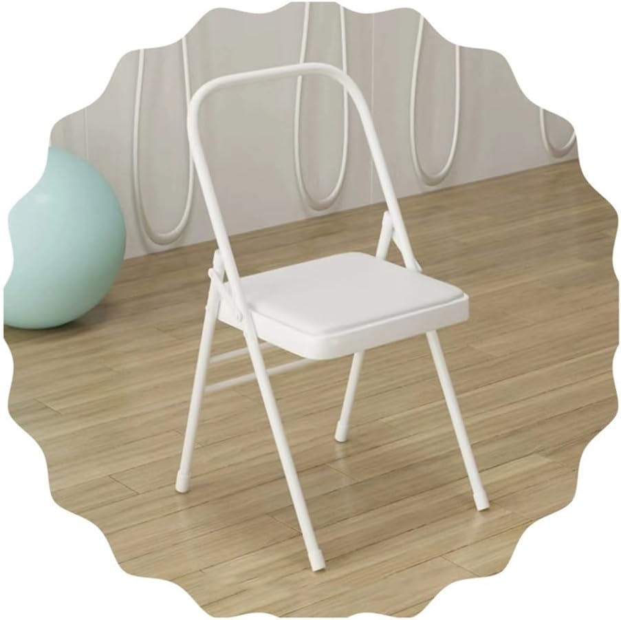 Folding Yoga Auxiliary Chair Portable Foldable Yoga Chair Backless Yoga Chair for Flexibility and Strength Training, White, Brown(White)