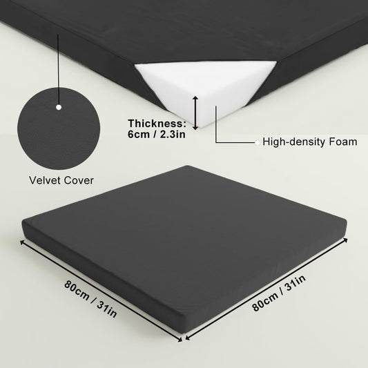 Velvet Zabuton Meditation Mat - Large Floor Pillow for Adults & Yoga Meditation Cushion - High Density Foam Floor Seating with Washable Cover, 31x31 Inch (Green)