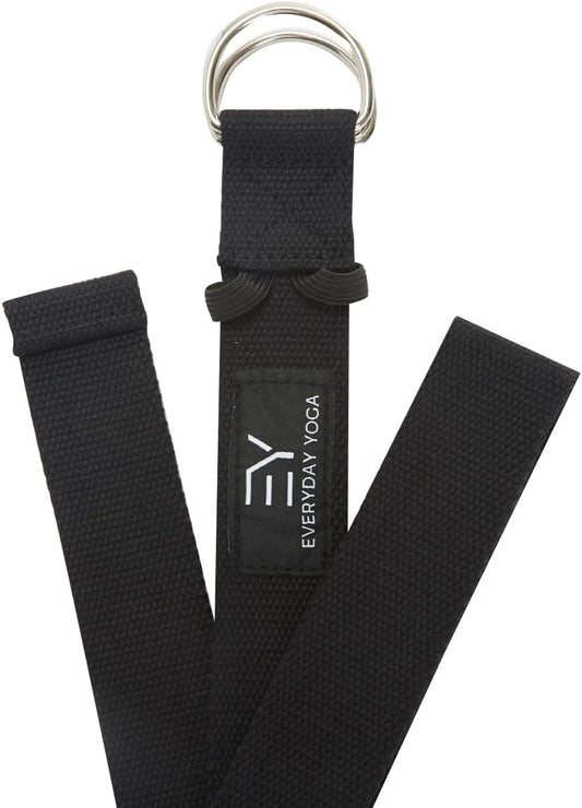 Everyday Yoga Strap with Metal D-Ring - Durable Stretching Strap for Yoga, Pilates, Flexibility & Physical Therapy (6ft, 8ft, 10ft)