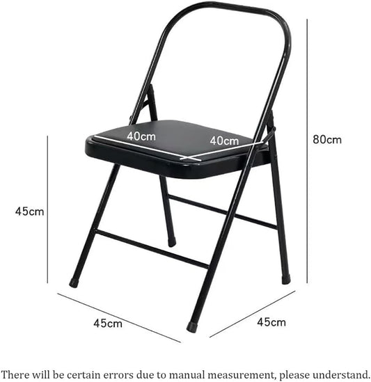 Yoga Chair, Metal Yoga Chair, Iyengar Yoga Chair,Backless Yoga Chair Portable Folding Yoga Chair Non-Slip Feet Covers,Black-45 * 42 * 80cm