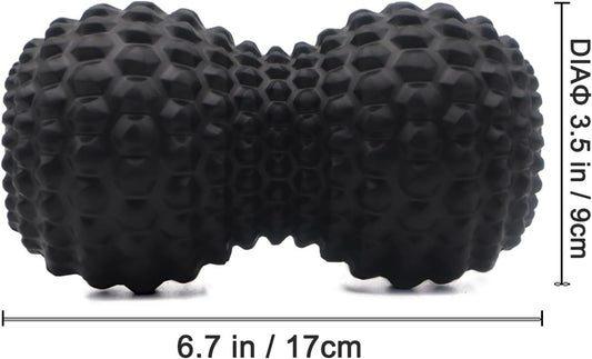 KITWILD Peanut Massage Ball, Double Lacrosse Massage Roller Ball for Deep Tissue Muscle Massage, Physical Therapy, Myofascial Release, Muscle Knots, and Yoga Therapy (Black)