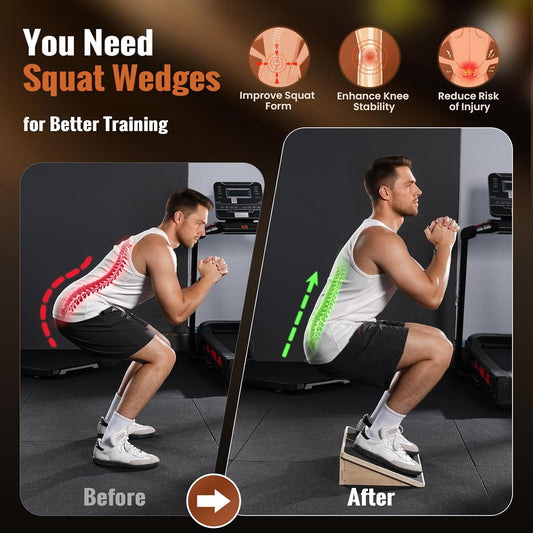 Squat Wedge, 1200LB Wooden Heel Elevated Board for Squats