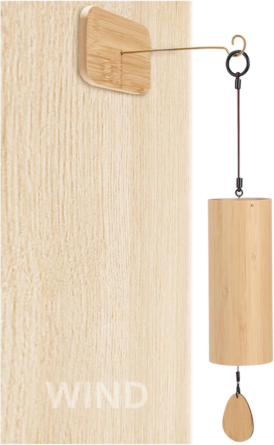 Natural Bamboo Hand-Cranked Wind Chime, Melodious Chord Bell for Meditation, Yoga and Home Decor, Rain Style