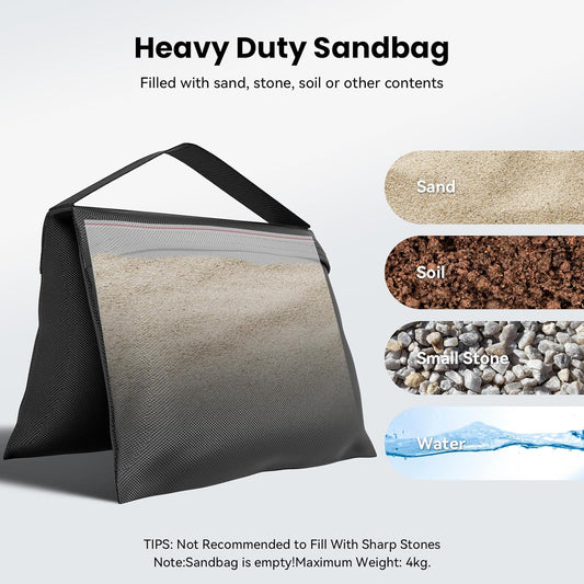 4 Pack Sandbags Heavy Duty Weight Bags with 8 Bags & 4 Hooks