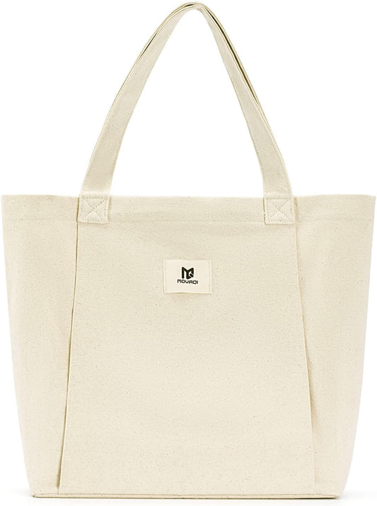 Moyaqi Canvas Tote Bag with Yoga Mat Carrier Pocket Carryall Shoulder Bag for Office, Workout, Pilates, Travel, Beach and Gym
