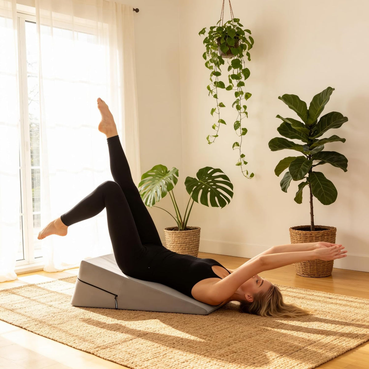 Micro-Velvet Slant 7” Height - Firm Density Bed Wedge for Back and Knee Support