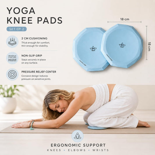 Mantra Yoga Knee Pads (Set of 2) – Extra Thick & Non-Slip Pads for Yoga, Pilates & Fitness – Ergonomic Design for Joint Protection – Lightweight, Portable & Durable Foam
