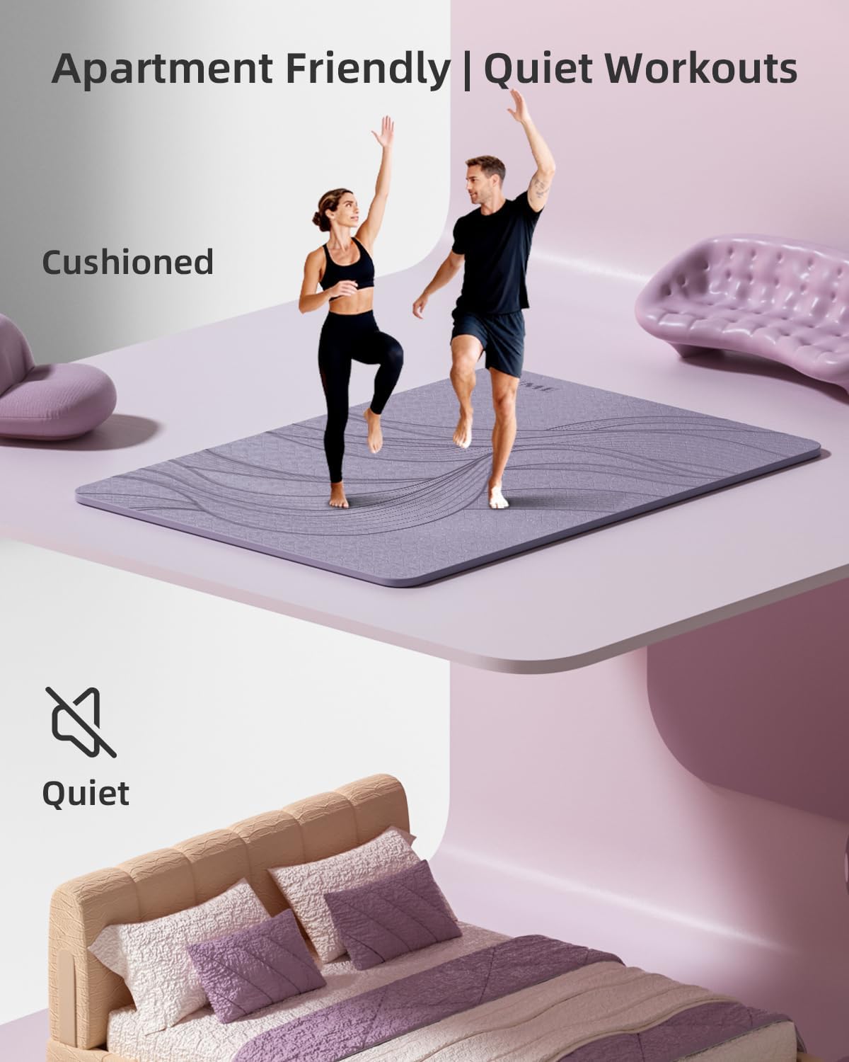 Large Yoga Mat (75.5"x47.6"x0.4")Extra Wide & Thick 10mm, Non-Slip Exercise Mat, High-Density TPE Mat for Yoga Pilates & Home Gym Workouts
