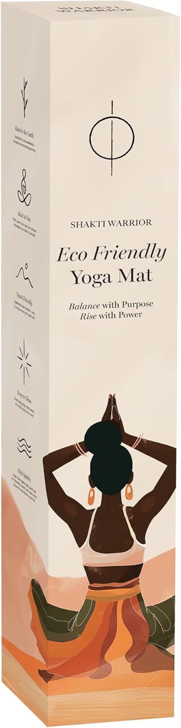 Shakti Warrior Cork Yoga Mat - Artist Designed, Premium Printed Eco-Friendly Non-Slip mat, Great for Regular & Hot Yoga, Pilates, Workouts 72 inch x 24 inch x 3mm Thick