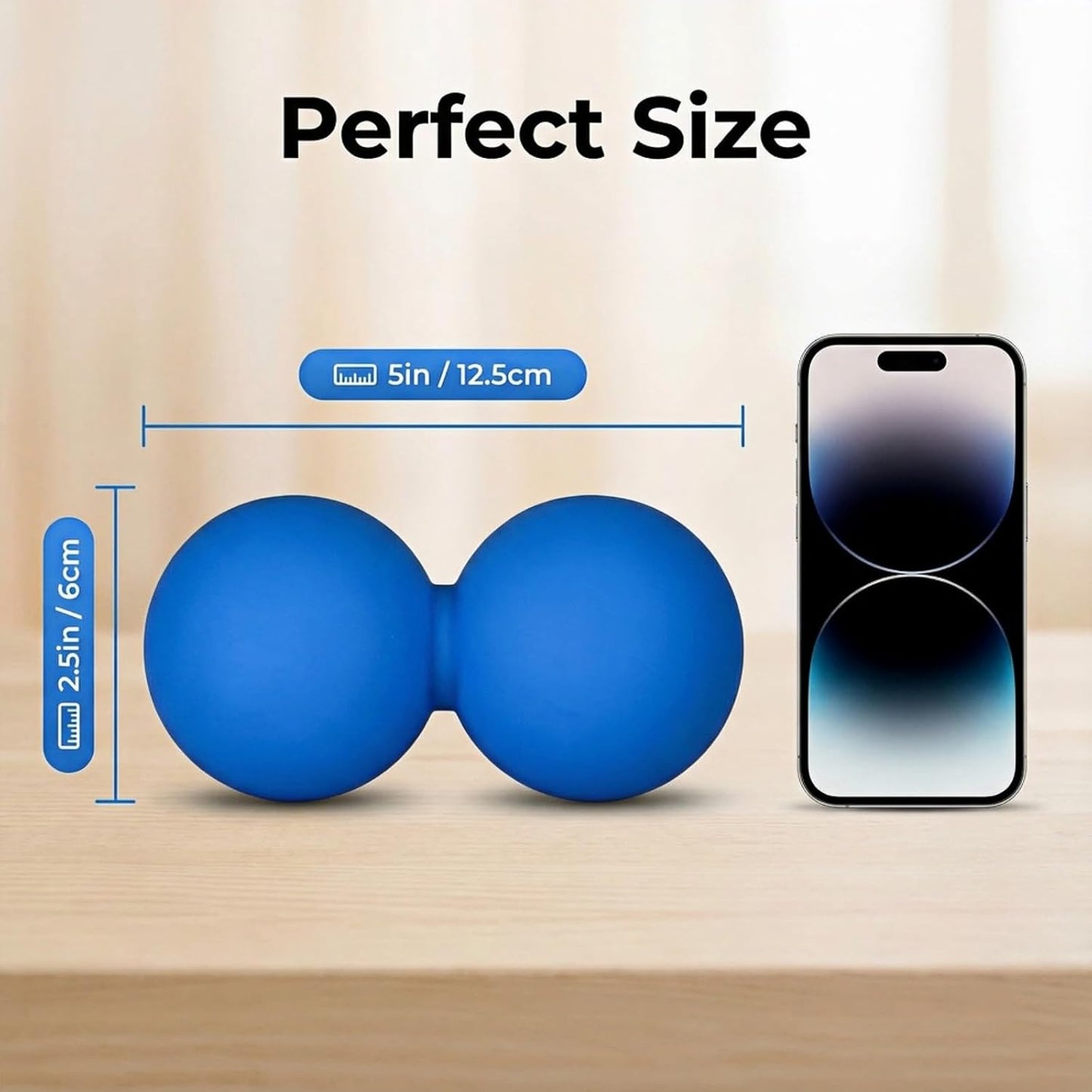 Blue Peanut Massage Ball Double Lacrosse Ball for Myofascial Release Deep Tissue Massage Tool for Trigger Point Therapy Relieve Muscle Pain in Neck Back Shoulders Hips & Legs Lightweight