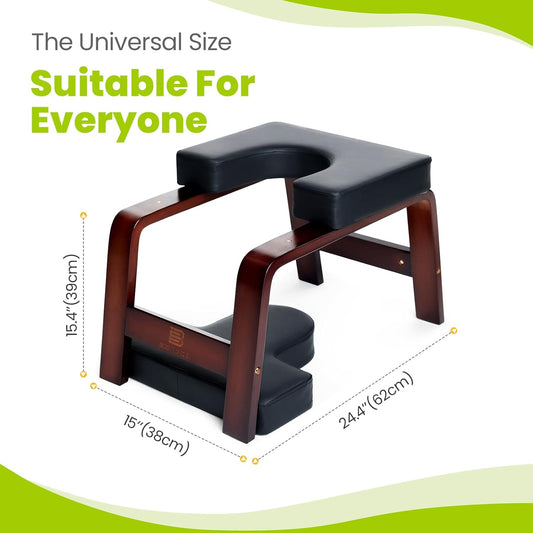 Yoga Headstand Bench, Stand Yoga Chair for Balance Training, Core Strength Building, Upside Down Chair for Relaxation, Handstand Trainer Inversion Chair for Home Gym (Wood White)