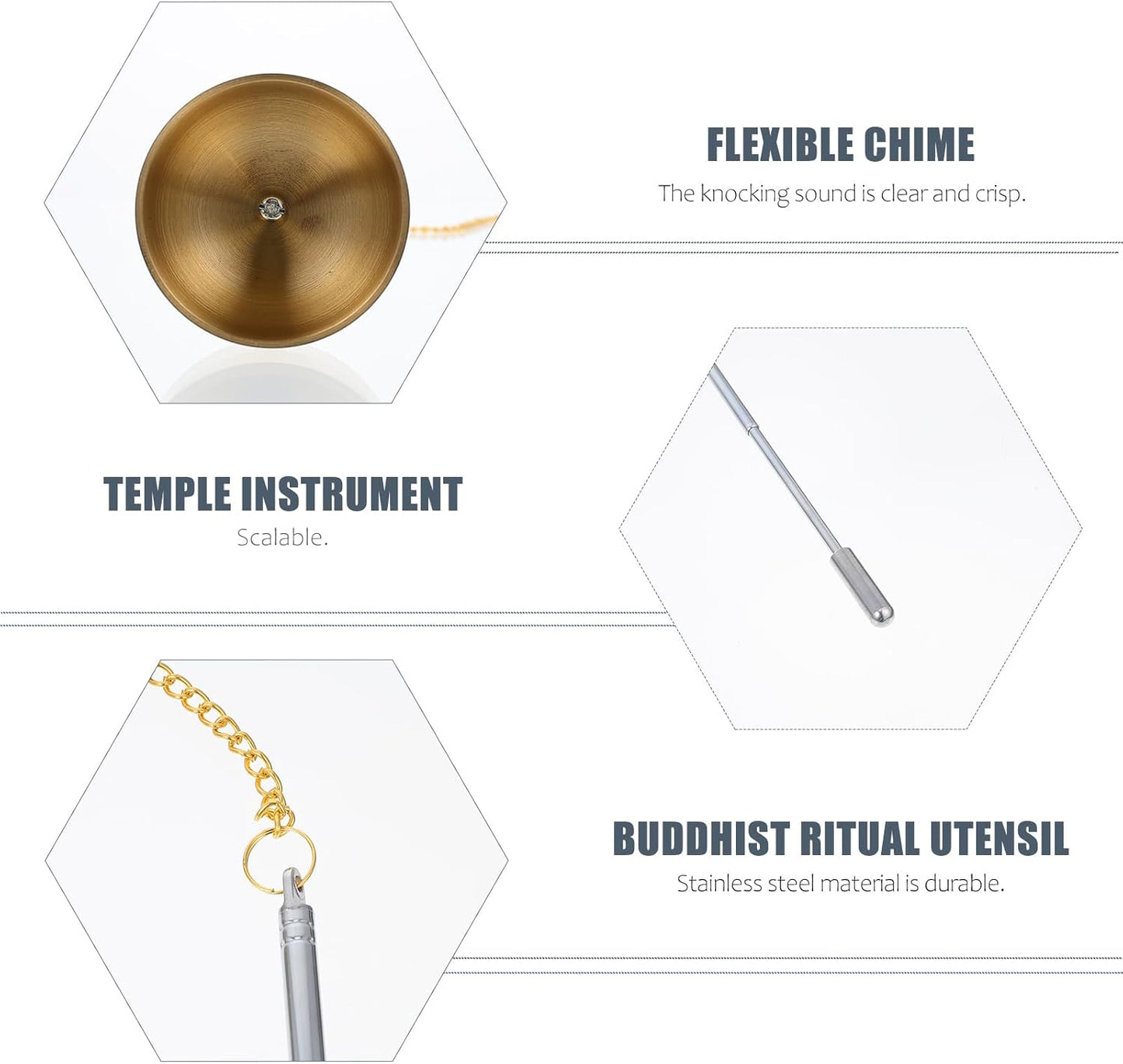 VOSAREA Tingsha Bell Buddhist Chime Meditation Chime Bells Buddhist Lucky Symbols Tingsha Cymbals Temple Dharma Ritual Utensil