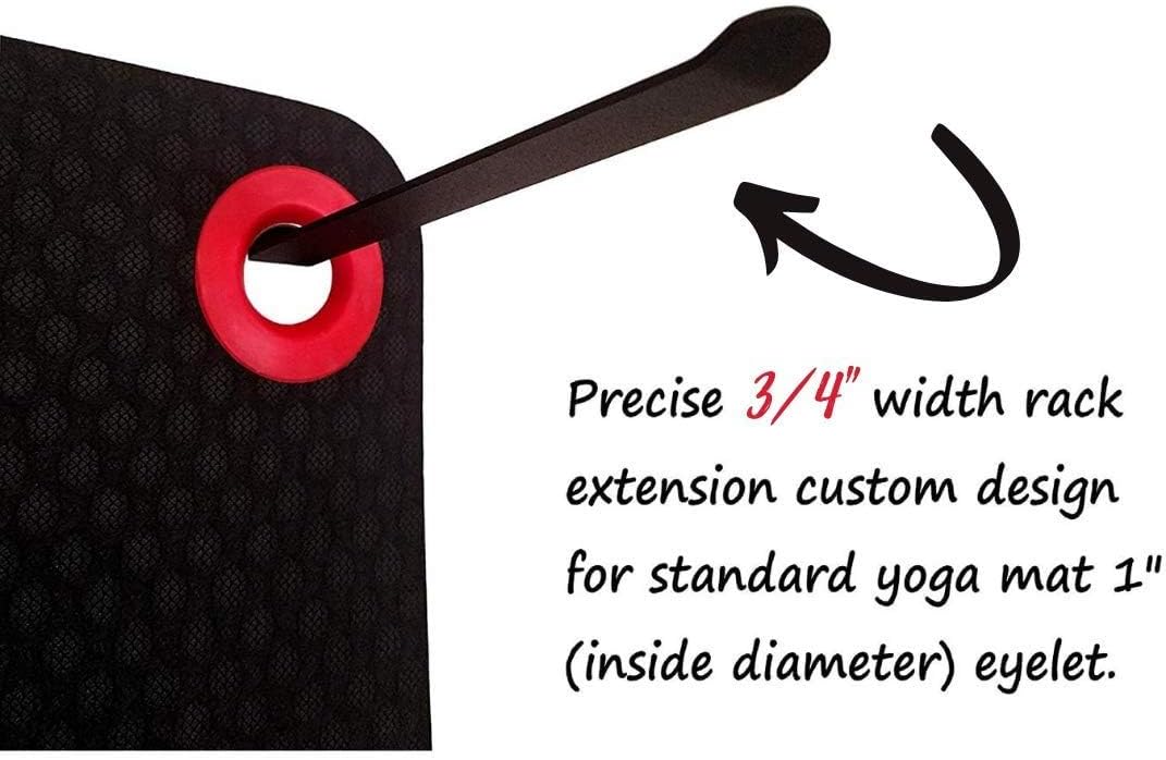 IRON AMERICAN Yoga Mat Hanger - Adjustable Hooks for Exercise Mats, Foam Rollers & Gym Equipment Storage - Wall Mounted - Hardware Included - (6.75" x .75") - American Steel