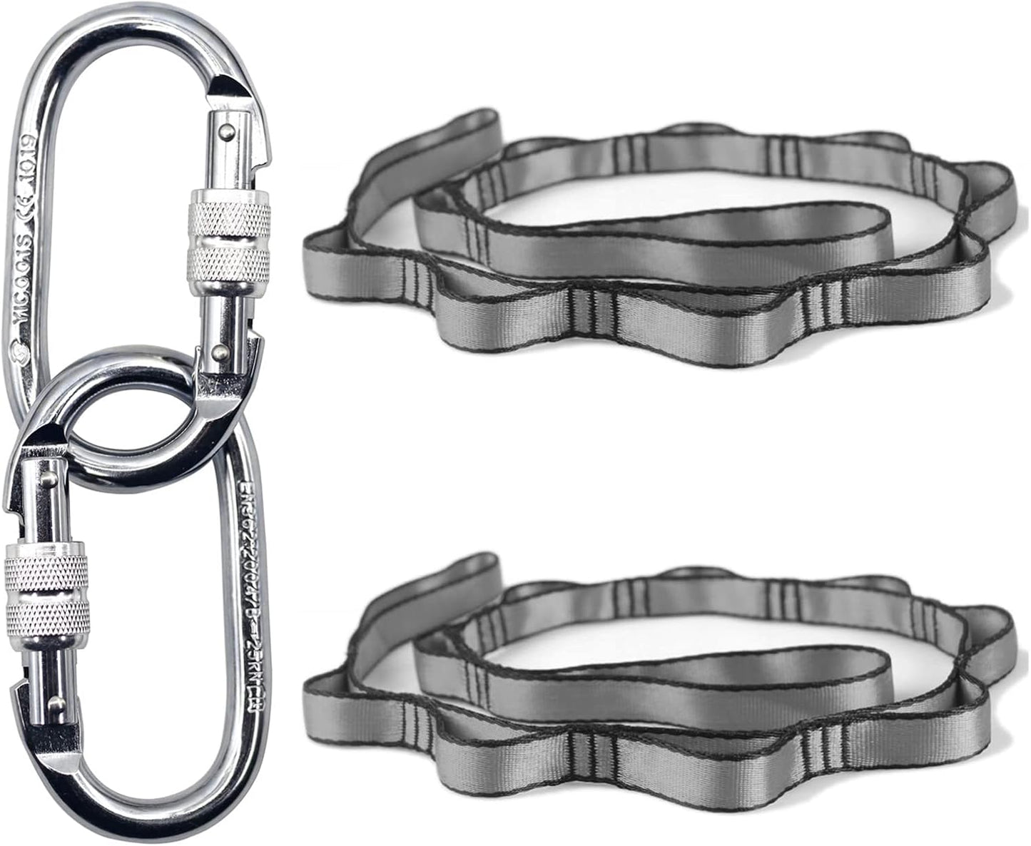 PRIOR FITNESS Yoga Straps Aerial Hammock Accessory Set, 2pcs Carabiner + 2pcs Daisy Chain r, Aerial Silk Hardware with Carabiner Daisy Chain for Yoga Swing Pilates