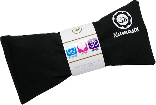 Lavender Eye Pillows - Yoga Eye Pillows Namaste Hot Cold Aromatherapy for Stress, Meditation, Spa, Relaxation Gifts - Made in USA Set of 4 - Black Cotton