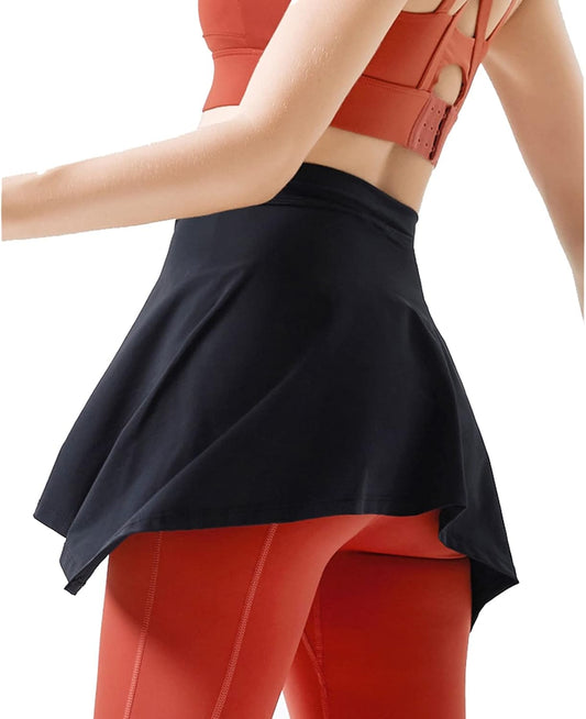 Sports Skirt Cover, Polyester Fiber Soft Yoga Skirt Shawl Yoga Outfit Absorbent Yoga Tie Up Skirt for Fitness Tennis (Black)