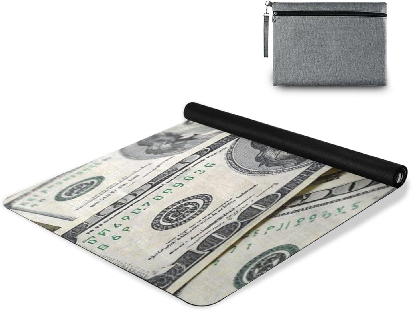 Dollar Cash Rich printed foldable yoga mat for travel For hot yoga, natural rubber non slip, with yoga mat storage tapete para ejercicio 71x26 inches