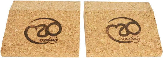 Yoga-Mad Mini Pair of Cork Wedges, Pack of 2 Pocket Size Wedge Blocks, Eco Friendly Natural Material for Beginners and Professionals in Yoga
