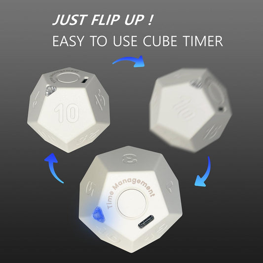 Cube Pomodoro Timer - Flip to Start Countdown, Rechargeable Mini Productivity Timer for Study, Office, 11 Preset Times, Silent/Vibration, Time Management Tool for Kids & ADHD (Yellow)