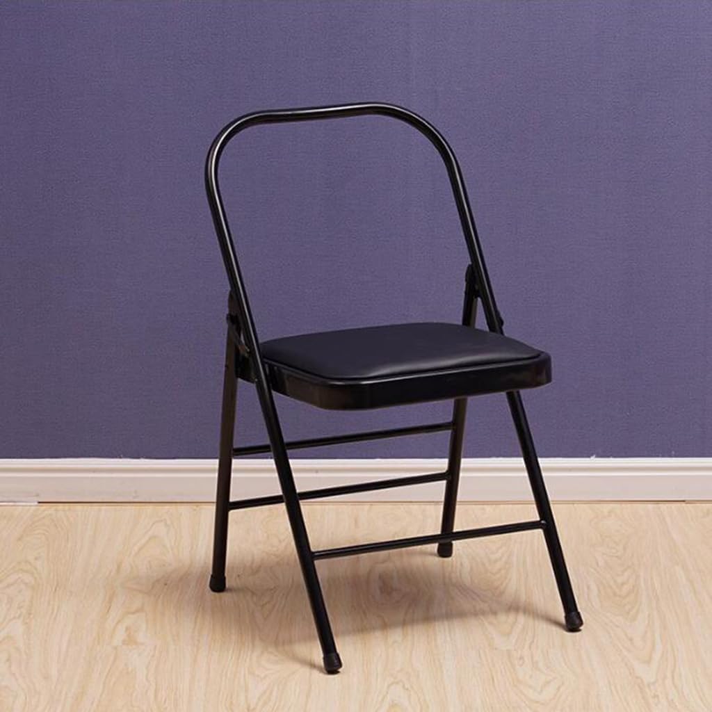 Yoga Auxiliary Chair Backless Folding Chair Metal Folding Flexibility Exercise Chair Balance Handstand Training Tool for Back Pain Relieving Black