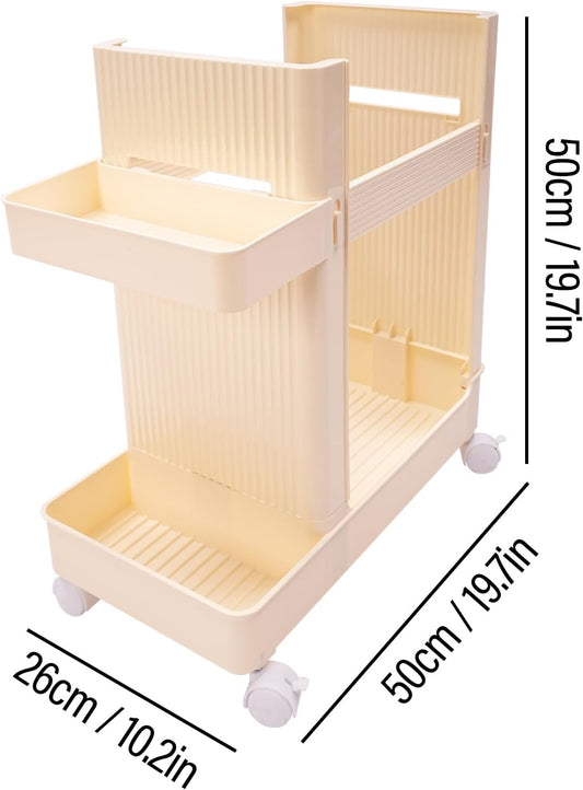 Small Yoga Mat Storage Rack on Wheels,Home Workout Storage Rack,Workout Storage for Yoga Mat,Workout Equipment Storage Cart for Home,Creamy Yellow