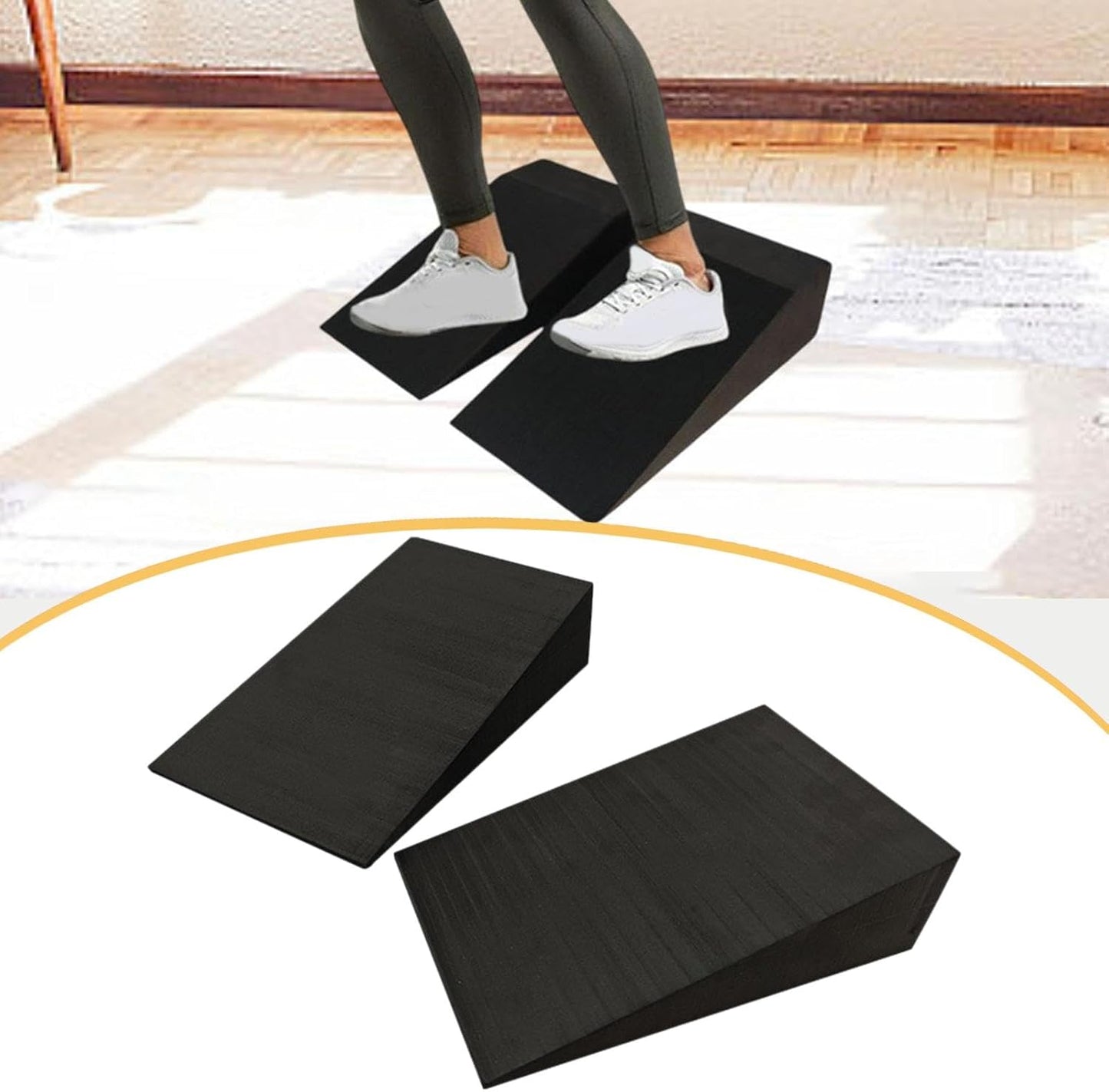 2 Pieces Squat Wedge Block Slant Board Nonslip Heel Elevated Calf Stretch Board Squat Ramp for Strength Yoga Wrist Support